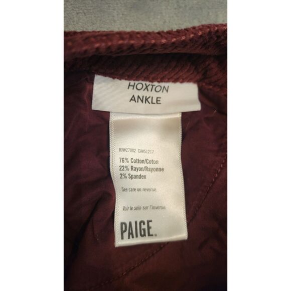 Paige Hoxton Burgundy Red Corduroy Ankle Pants Jeans - Picture 4 of 4
